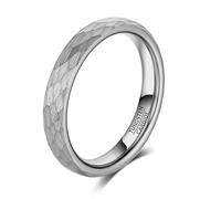 083BASE Tungsten Carbide Ring - 4mm/6mm/8mm Width, Hammered Design, Steel or Black Colour, Unisex Partner Ring or Engagement Ring, 62（20）, Tungsten Carbide