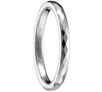 083BASE Women's / Men's Silver 2 mm Wide Dome Shape and Comfort Fit Design Stone Unisex Tungsten Rings for