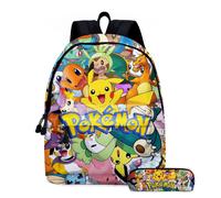 (09, 2PCS) Pokémon Pikachu Backpack Lunch Bag Pencil Case Set Kids Gift Student School Bag Travel Rucksack