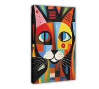 0picasso Style Cats Abstract Art Unique Feline Wall Décor Modern Poster for Cat Lovers Creative Living Room Bedroom Or Studio Accent Piece-1