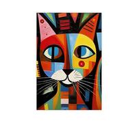0picasso Style Cats Abstract Art Unique Feline Wall Décor Modern Poster for Cat Lovers Creative Living Room Bedroom Or Studio Accent Piece-1