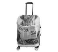 0scottish Highland Cow in Bathroom_Whimsy Animal Art_ Bathroom Humor_ Funny Bathroom Print_ Animal on Toilet_ Black and White_ Kids Bathroom-1_1Luggage Case Covers(19-21inch)