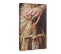 0victorian Woman with Sword Poster Dark Academia Art Gothic Decor Antique Illustration Vintage Wall Art-1