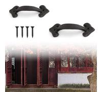 0XBIT 2 Piece Cast Iron Barn door Handle with Mounting Screws, Retro Exterior door Handle, Comfortable Grip for Shed, Garages, Closets