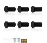 0XBIT Black Stainless Steel Coat Hook, 6 Pack, Modern, Matt Finish, Wall Mount, 36mm, Zylinder Shape, Suitable for Bathroom, Kitchen, Towels, Bathrobes, Other Objects