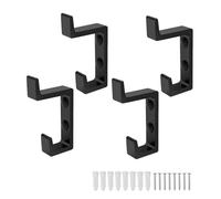 0XBIT Black Towel Hook, 2 Pieces Wall Mounted Hooks, Double Hook Design, Black Coat Hooks, Bathroom Towel Hook, Suitable for Living Room, Bathroom, Kitchen, Office