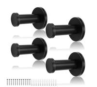 0XBIT Black Wall Hook, 4 Pieces, Stainless Steel, 100% Stainless Steel, Single Coat Hooks, Black Wall Hook with Screws, Suitable for Bathroom, Kitchen and Bedroom