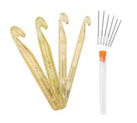 0XBIT Crochet Needle, 4 Pieces Large Size Crochet Hook Set, Crystal Crochet Hooks, Sizes 12 mm, 15 mm, 18 mm, 20 mm, with Needle, Chunky Crochet Hooks, Suitable for Knitting
