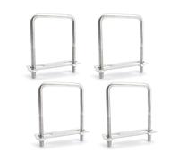 0XBIT U Bolts, 4 Pieces 70 x 110 mm U Clamp, Threaded Metal Round U Bolt, Square Bolt Clamp, Suitable for Pipes, Fixed Solar