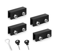 0XBIT Window Door Locks Sash Stopper, 4 Pieces Sash Window Stopper no Drill, Adjustable Sliding Window Lock Plug with Two Keys, Sliding Window Lock, Suitable for Sliding Doors and Windows