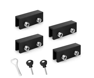 0XBIT Window Door Locks Sash Stopper, 4 Pieces Sash Window Stopper no Drill, Adjustable Sliding Window Lock Plug with Two Keys, Sliding Window Lock, Suitable for Sliding Doors and Windows