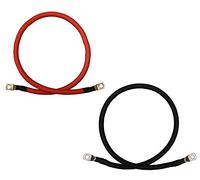 1/0 AWG Gauge Red + Black Pure Copper Battery Inverter Cables Solar, RV, Car, Boat 12 in 3/8 in Lugs