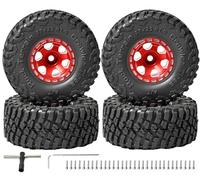 1.0 Beadlock Wheel and Tire Set RC Upgrade Part for Traxxas 1/18 TRX4M,Ford Bronco #97054-1 Land Rover Defender 1/24 Axial SCX24 FMS FCX24 RC Crawlers Upgrade.