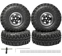 1.0 Beadlock Wheel and Tire Set RC Upgrade Part for Traxxas 1/18 TRX4M Ford Bronco #97054-1 Land Rover Defender 1/24 Axial SCX24 FMS FCX24 RC Crawlers Upgrade(4Pcs)