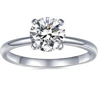 1.00 Carat D Color VVS1 Clarity Round Moissanite Diamond 925 Sterling Silver with 18K White Gold Plated Ideal Engagement Wedding Gift Gift Ring for Women
