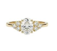 1.00 Carat Oval Halo Cluster Moissanite Ring | 925 Sterling Silver | Minimal Elegant Engagement Ring | Size 8 1/2 | Classic Timeless Jewelry