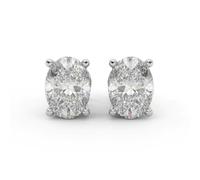 1.00 CT Oval Diamond Stud Earrings In 18K White Gold (750),Push Back Stud Earrings - D/VS