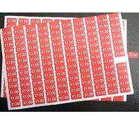 £1.00 White on Red 17.8x10mm Price Promotional Display Stand Point of Sale Stickers Self-Adhesive Labels