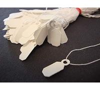1,000 Mini Jewellery Tags Strung White Tags Price Tags Swing Tags Size: 8mm x 19mm