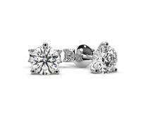 1.00CT D/VVS Round Diamond Martini Stud Earrings In White Gold, UK Hallmarked