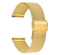 1.0mm Mesh Stainless Steel Watch Band Quick Release 3mm Thickness Coarse Heavy Wriststrap Metal Bracelet 18 20 22 24mm(Gold,20mm)