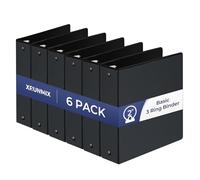 1-1/2'' 2-Inch 3-Ring Binder with Pockets, Premium View Binders with Three Ring Binders Holds up to 200/325/450 Sheets US Letter Size, Bulk Pack of 6 (2-inch Black)