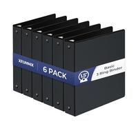 1-1/2'' 2-Inch 3-Ring Binder with Pockets, Premium View Binders with Three Ring Binders Holds up to 200/325/450 Sheets US Letter Size, Bulk Pack of 6 (1.5-inch Black)