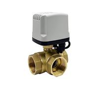 1-1/2'' 3 Way Brass Motorized Ball Valve 2-Wire Control T Type IP65 Waterproof Electric(12VDC-Normally Closed,1 Inch)