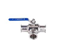 1-1/2" 38mm 304 Stainless Steel 3 Way T Port Ball Valve 1.5" Tri Clamp Ferrule Type