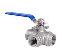 1-1/2" Female Thread Ball Valve, 3-Way T Ball Valve, 304 Stainless Steel Pipe Fittings, Lever Handle