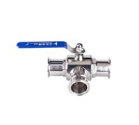 1-1/2 Inch 38mm 304 Stainless Steel 3 Way T Port L Port Ball Valve 1.5 Inch Tri Clamp Ferrule Type 1Pcs(T Port)