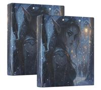 1-1/2 Inch Binder Three Ringing Archers Game Anime Girl Blue with Pockets 2 Pack Assorted Binders 200 Sheets