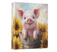 1-1/2 Inch Binders 3 Ring, Cute Pig Decorative Three Ring Binder Holds 200 Sheets, Durable Basic Binders for Work School Office, 1 Pack