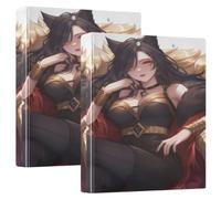 1-1/2 Inch Binders 3 Ringed Beauty Anime with Pockets 2 Pack Aesthetic Binder 200 Sheets