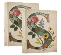 1-1/2 Inch Binders Glass Flower Letter S 3 Ringing Binders with Pockets 1 Pack School Supply 200 Sheets