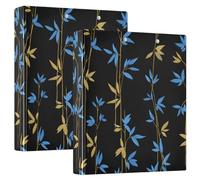 1-1/2 Inch Binders Style bamboos Electric Blue Gold and Black 3 Ringing Binders with Clipboard 1 Pack for Letter Size (11" X 8.5") 200 Sheets