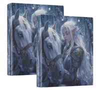 1-1/2 Inch Binders Three Ringing Archers Game Anime Woman with Clipboard 2 Pack Office Binder Supplies 200 Sheets