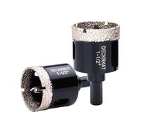 1-1/2 Inch Diamond Hole-Saw Bits with Pilot Drill Bit - 2pc 1-1/2" Diamond Tipped Tile Hole Saws with Guiding Bit Accurate Drilling for Porcelain Tile Ceramic Pottery Granite Stone Glass Bottles 38mm