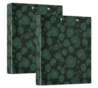 1-1/2 Inch Notebook Binders Geranium Ark Green 3 Ringed Notebook Binders with Pocket Cover 2 Pack School Binder 200 Sheets