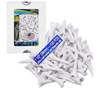 1 1/2 Inch Plastic Golf Tees,Short Golf Tees Plastic 120 Pack-4 Prongs with High Stability and Low-Friction Performance,White Golf Tees-Short Tees for Irons,Par Threes,Hybrids and Driving Range.