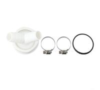 1 1/2 inch Y hose adapter with dual outlet for washing machine and dishwasher drainage, features leak proof clips and seals for secure connection