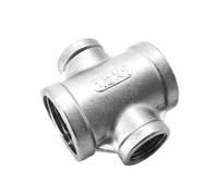 1-1/2" to 1/2" BSP Female Reducer Cross 4 Ways 304 Stainless Steel Pipe Fitting Connector Water Gas Oil