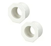 1-1/2 x 1 Inch Schedule 40 PVC Slip Reducer Coupling, Socket x Socket Pipe Fitting for Irrigation & Plumbing, White, 2 Pack