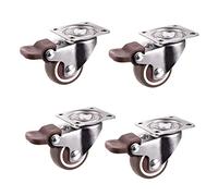 1 1.25 1.5 2 InchLow Profile Casters Wheels Soft Swivel Caster with 360 Degree Top Plate Brake 8 Types 4 Pcs Casters(Brake,2 inch)