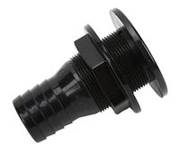 1-1/2in Straight Thru Hull Hose Fitting, ABS Connector for Onboard (Black)