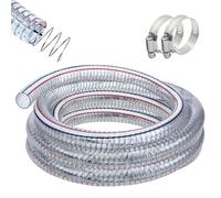 1-1/4" ID Steel Wire Suction Hose PVC Spiral Pipe Reinforced Vinyl Tubing | Heavy Duty Vacuum Pipe Flex Suction Hose, Drain Hose Vinyl Suction Tubing For Dust Collection(5m/16.4ft,19mm/0.74")