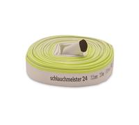 Ø 1 1/4 inch - 32 mm, 20 m flat hose, construction hose, industrial hose | synthetic rubber, white with green, 10 bar, -20 °C to +60 °