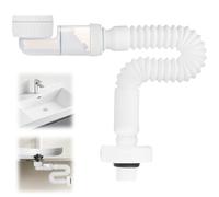 1 1/4 Inch Flexible Waste Pipe with Siphon System, Space-Saving Adjustable Drain Down Hose, Extensable Odour-Proof Sink Plumbing Parts, Universal Waste Trap Connector for Kitchen, Bathroom, Wash Basin