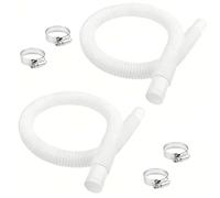 1-1/4 Inch x 3ft Foot Long White Above Ground Pool Flex Connection Hose with 2 Metal Clamps for Pump 330 GPH, 530 GPH, and 1,000 GPH Compatible with Intex Coleman Summer Waves Pool Skimmer, 2 Pack