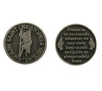 1 1/4" ST SAINT CHRISTOPHER PEWTER POCKET TOKEN